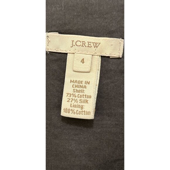 J.CREW Blouse Smoke Gray Beaded Ruffle Front Cotton Silk Top Size 4 - Picture 5 of 5